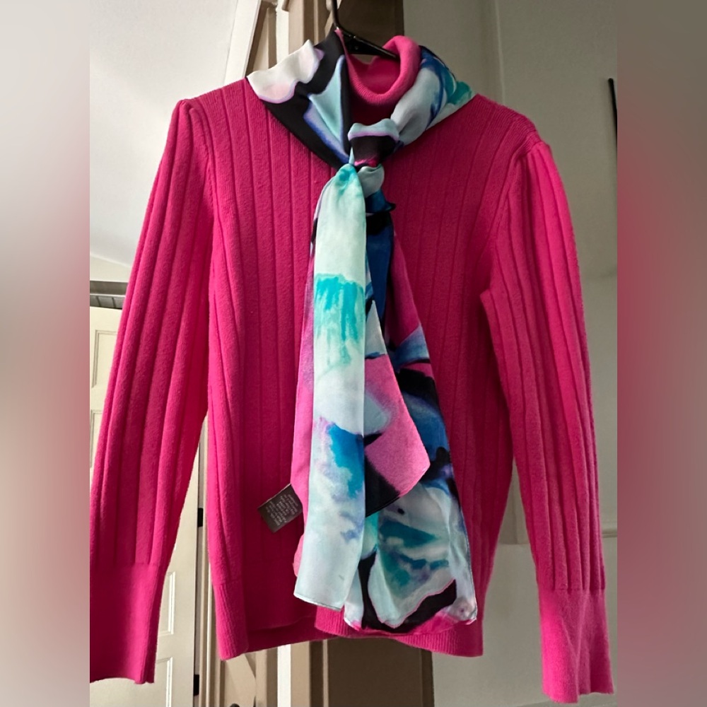 Talbots -Women’s Large-Cotton blend-Pink Rib Turtleneck Sweater-like new! - Picture 2 of 5